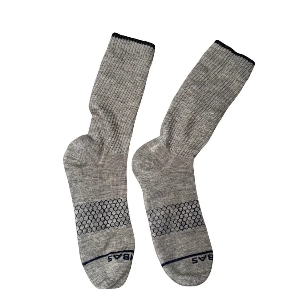 Bombas Merino Wool Blend Crew Socks Mens XL Gray Excellent Honeycomb Support